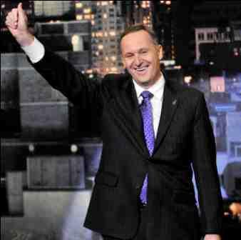 New Zealand Prime Minister John Key appears on the David letterman Show, New York, USA, Thursday, September 24, 2009. Credit:NZPA / CBS, John Paul Filo