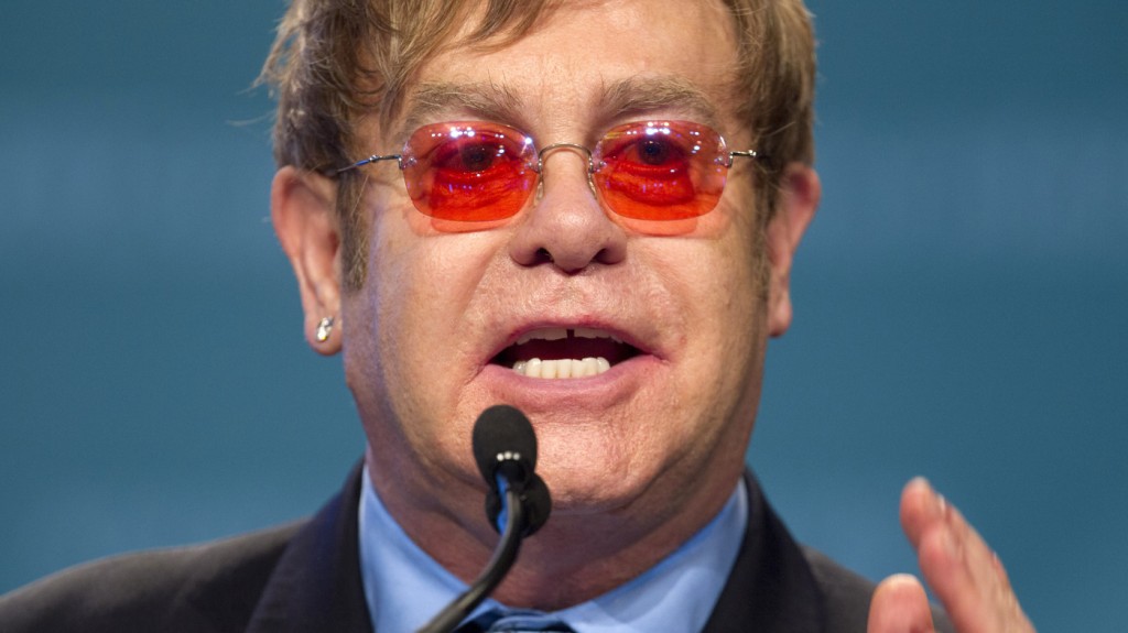 Elton John speaks at the International Aids Conference in Washington, D.C., on Monday.